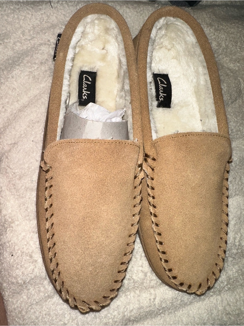 Clarks Men’s Cinnamon Suede Slip-On Venetian Moccasin Loafers 10 NIB